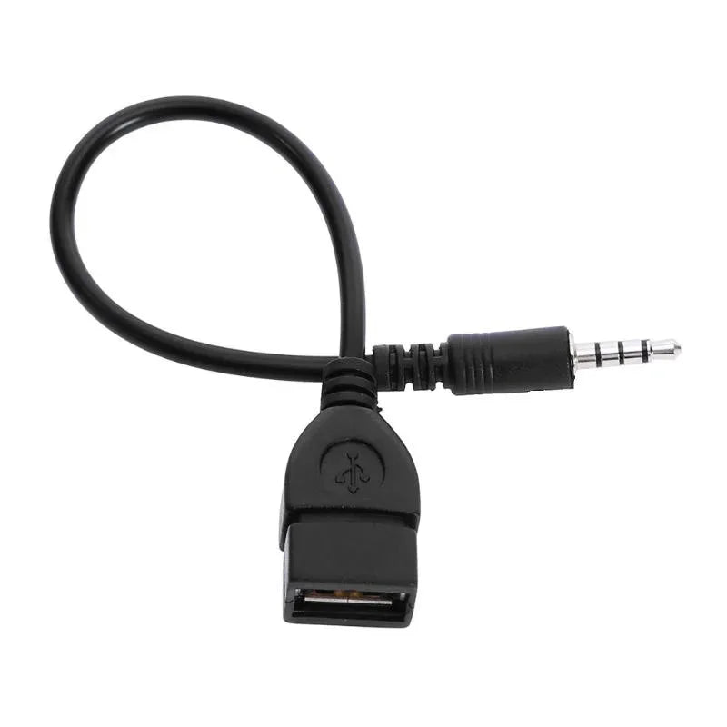 Black car audio cable usb audio cable with molded plastic housing and metallic contacts for car music play
