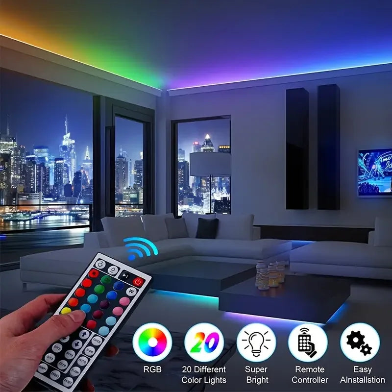 Rgb led strip light with 20 colors super bright usb 5v music sync and 44key remote control for room tv backlight