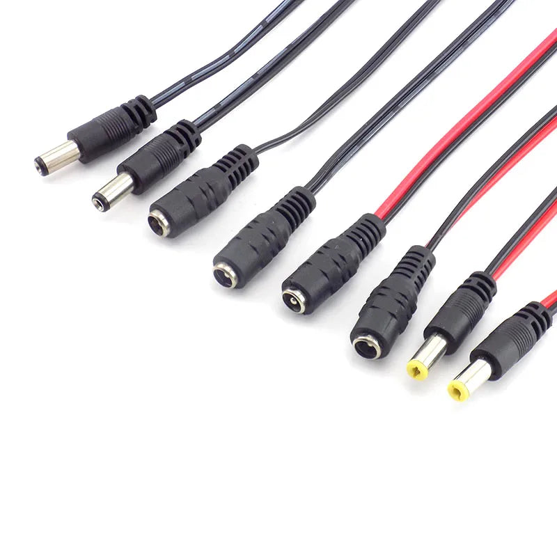 Black and red 12v dc male and female connectors jack cable adapter plug for strip light cctv power supply wire cords