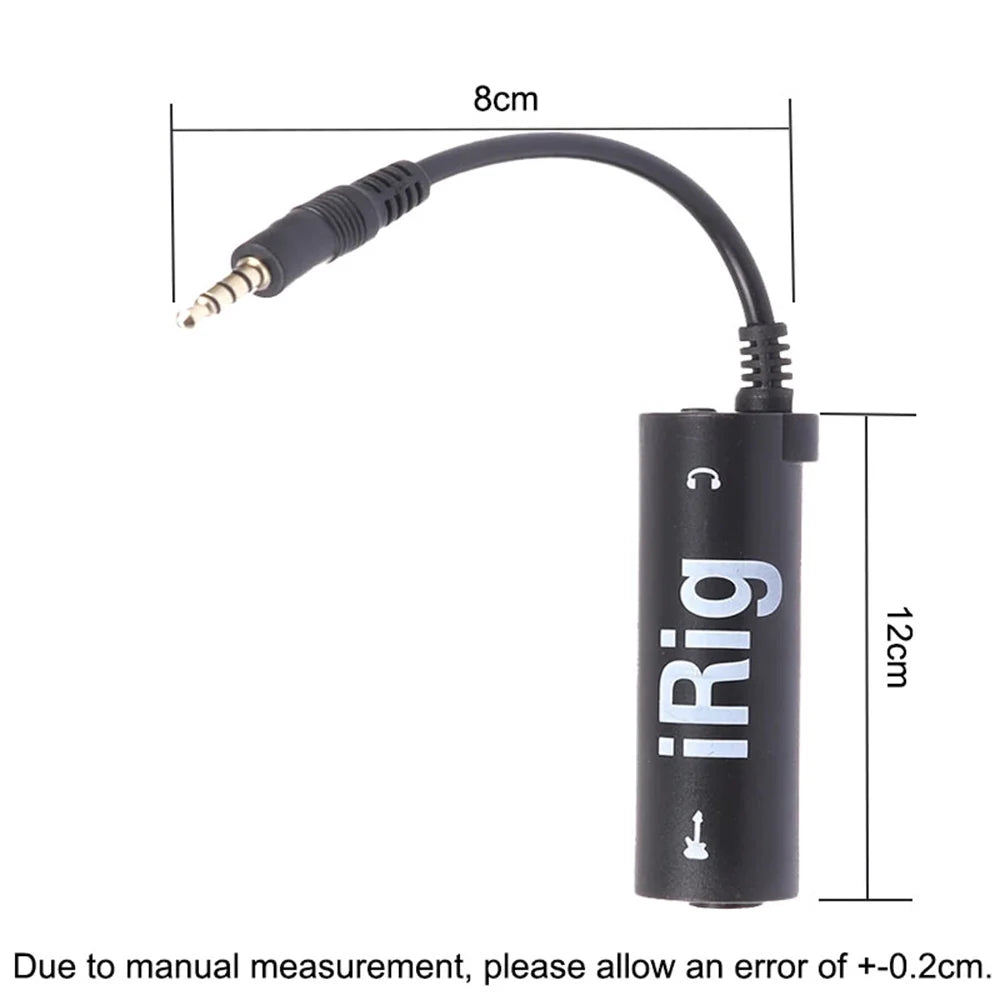 Black cylindrical irig guitar interface converter with usb and 3.5mm jack featuring fidelity frosted anti scratch feature and low background noise