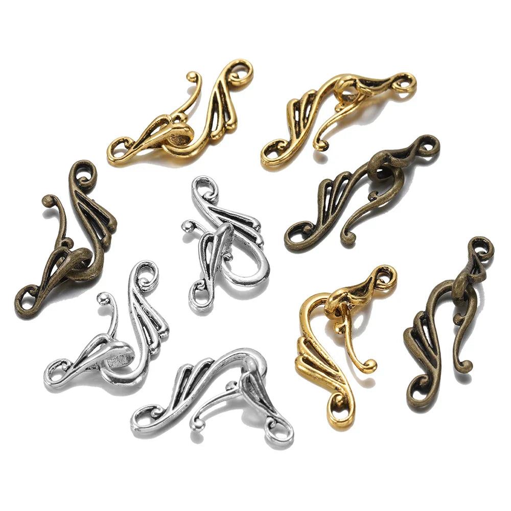 Antique bronze silver metal clasps with musical note hook design for jewelry making bracelet and necklace diy
