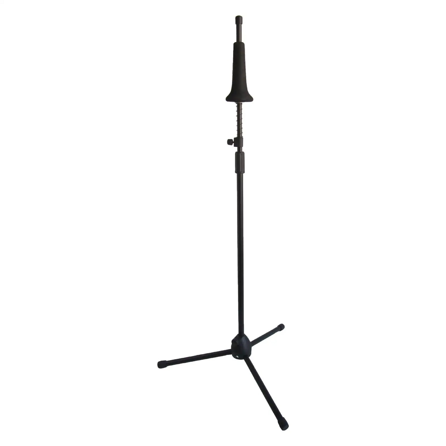 Black metal trombone instrument stand with adjustable height and tripod base for 128cm trombone instrument type beat music