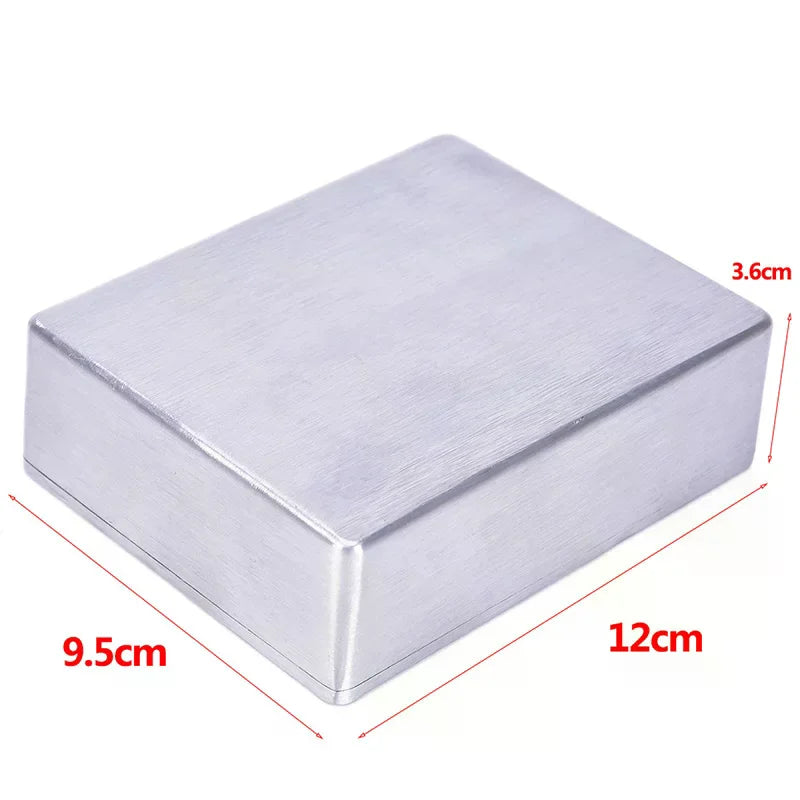 Silver 1590bb aluminum case with brushed finish and precise edges effects pedal enclosure guitar use