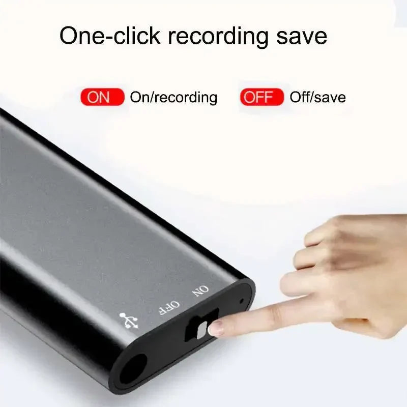 Black rectangular 32gb digital dictaphone with matte finish and on off toggle switch for noise reduce recorder and player recording wav