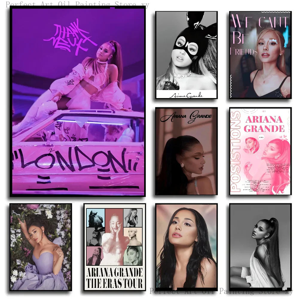 1pc famous singer ariana grande poster paper print with vibrant purple pink and black and white designs for print home living