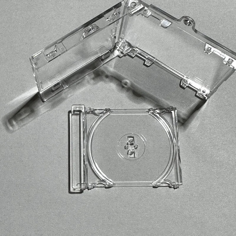 Clear plastic 1pc nfc functional disc key chain case with transparent lids and molded tabs for commemorative album key use