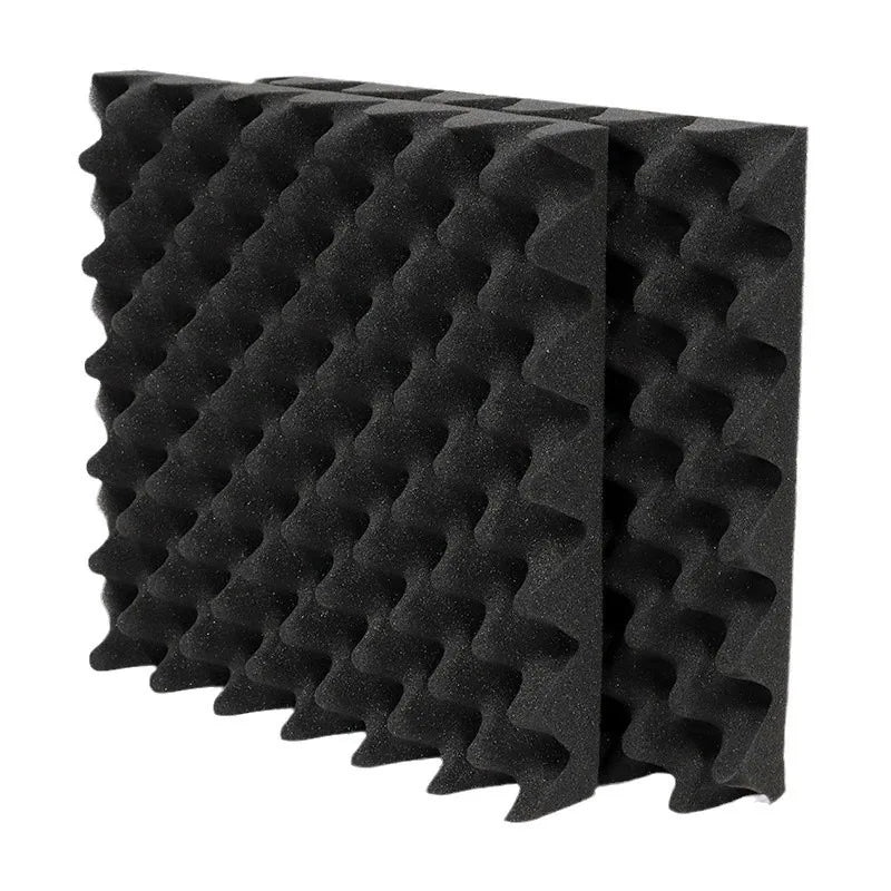 Black foam 1pc soundproofing cotton adhesive wall sticker with textured wave pattern for sound-absorbing cotton use