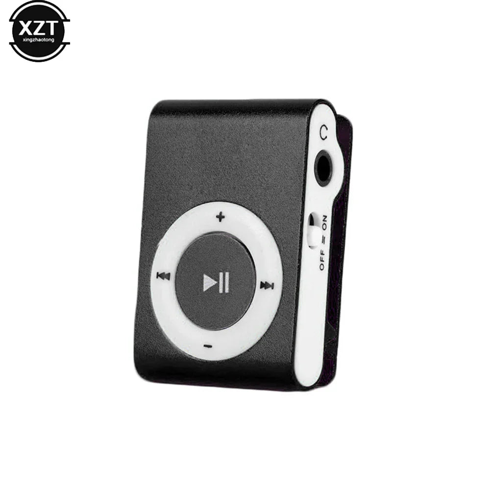 Black and white compact clip mp3 player with circular control dial big promotion mirror waterproof sport mp3 player