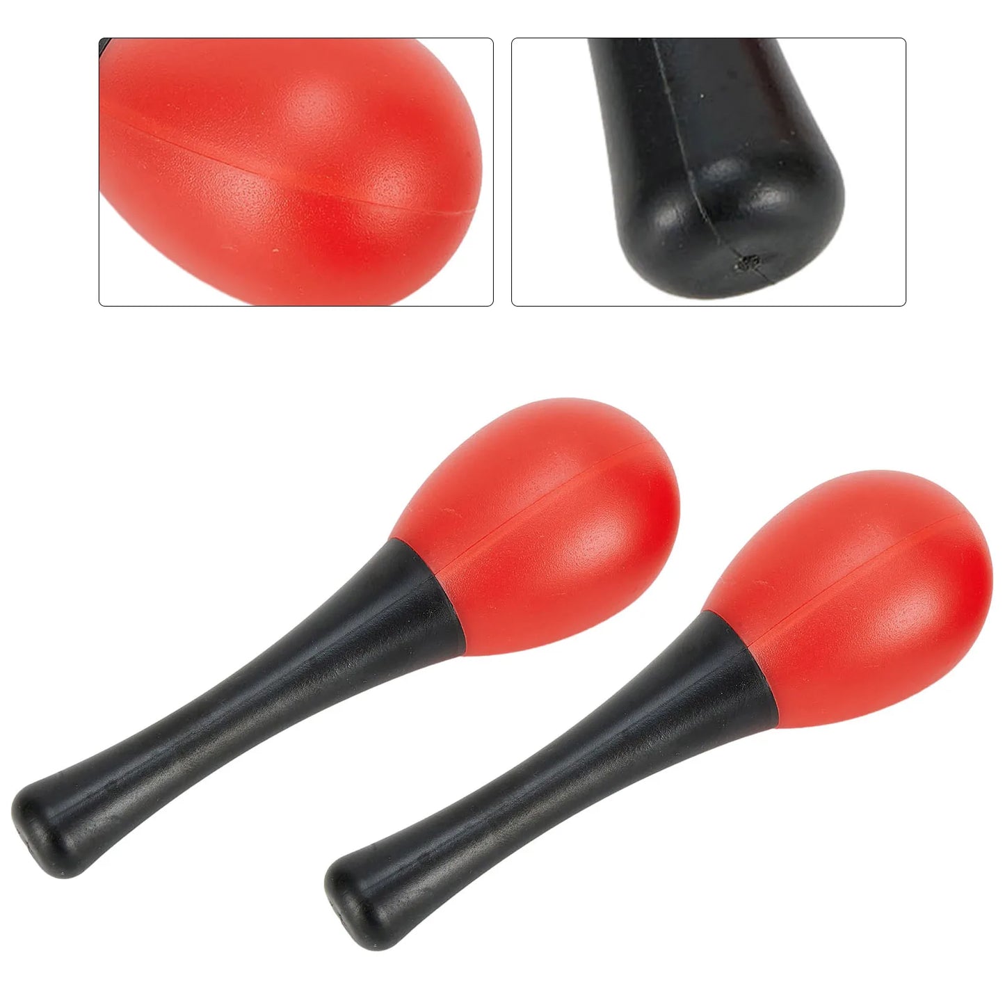 Red and black plastic maracas sand hammer rattle shaker percussion musical instruments with glossy finish for school use