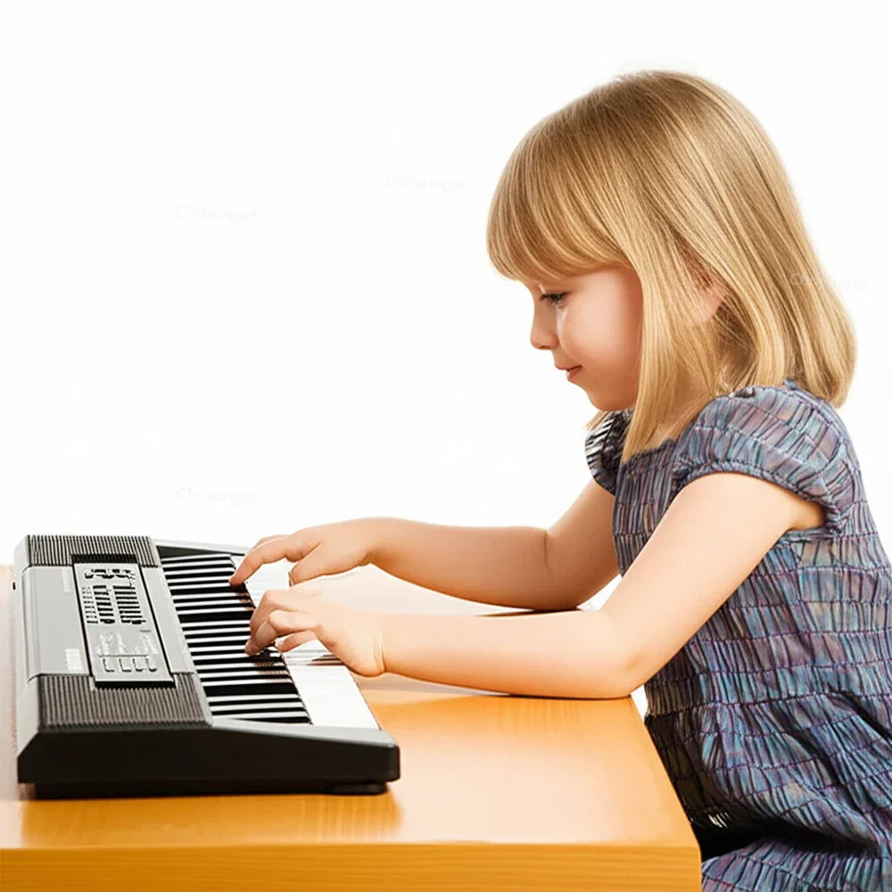 Black and silver 37 keys electronic piano keyboard with white and black keys microphone rechargeable education toy musical instrument gift