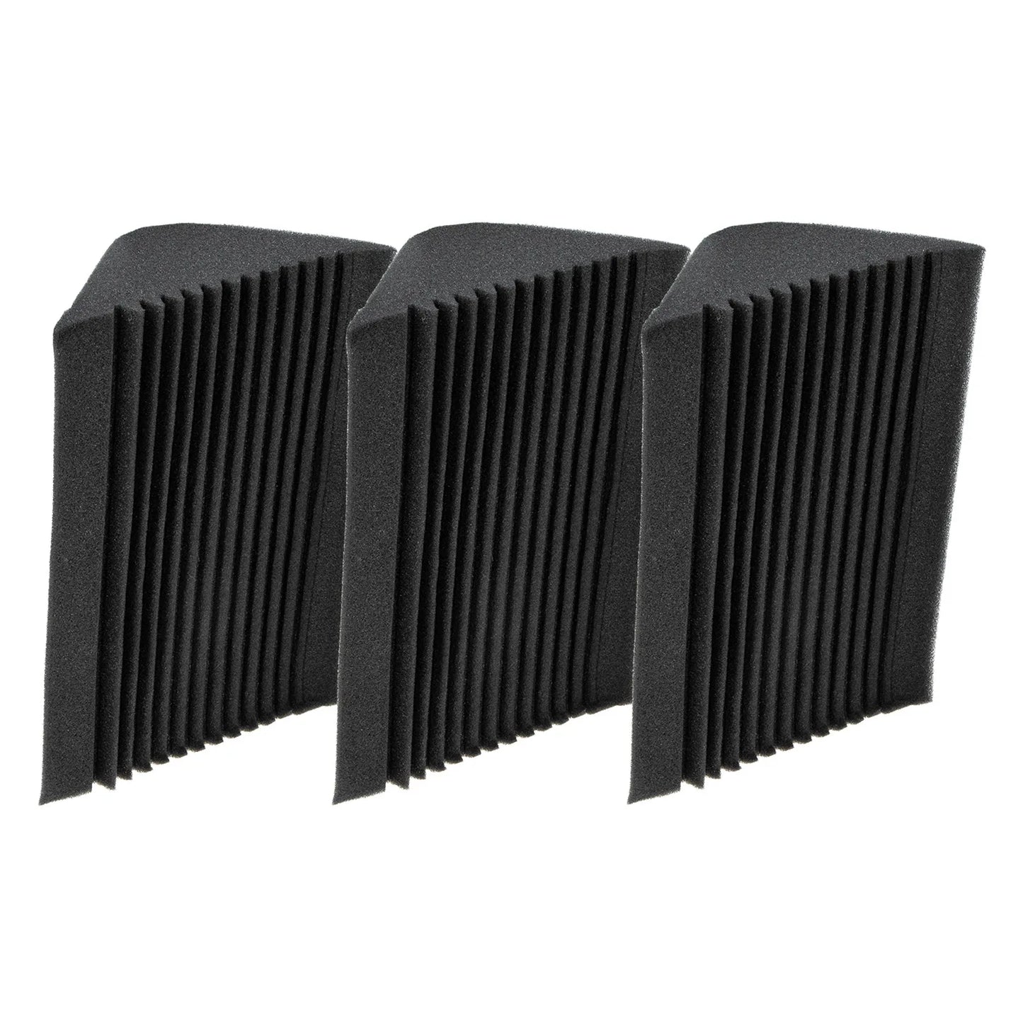 Three black triangular 3pcs sound insulation corner bass trap acoustic panels sound absorbing wall tiles for studio use