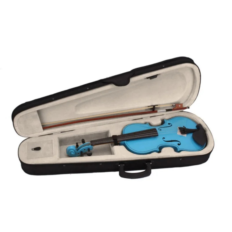 Bright blue 4/4 beginner violin with black fittings in black case for violin kits professional stringed musical instruments