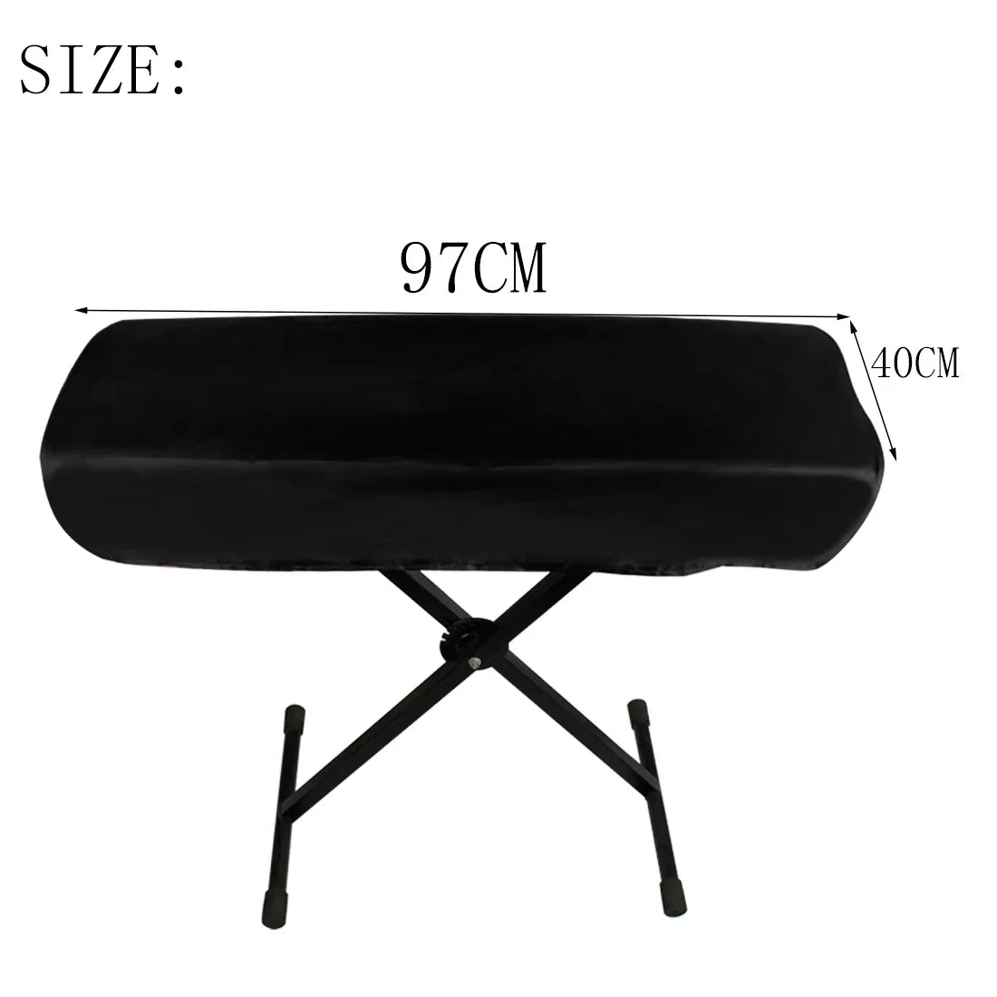 Black padded keyboard stand with x-shaped metal legs paired with dustproof canvas foldable digital piano cover