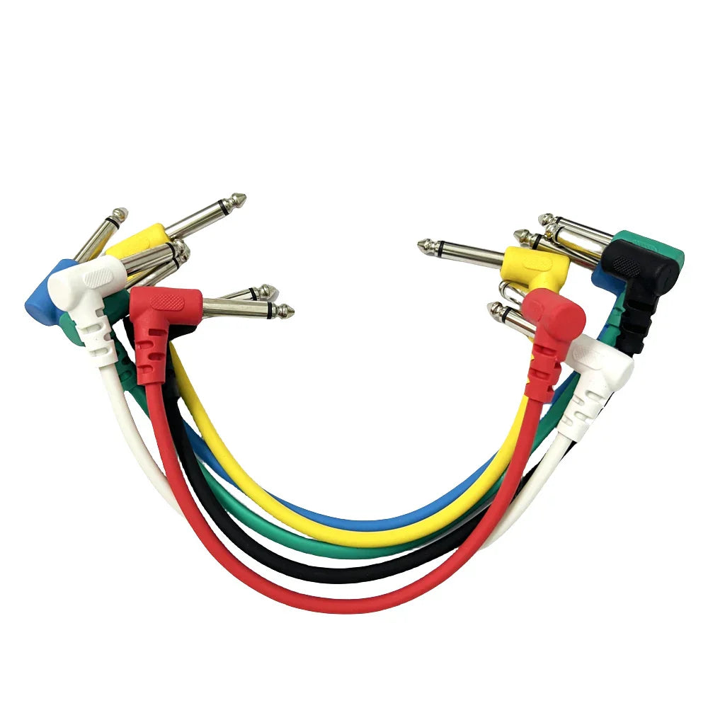 A set of 6pcs audio cable with colorful flexible plastic angle instrument parts for electric guitar bass use