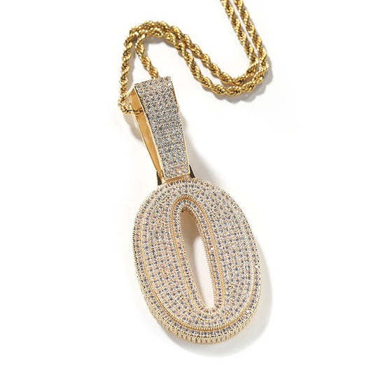 Hip Hop 5A+ CZ Stone Paved Bling Ice Out Big Numbers Pendants Necklaces for Men Rapper Jewelry Gold Silver Color