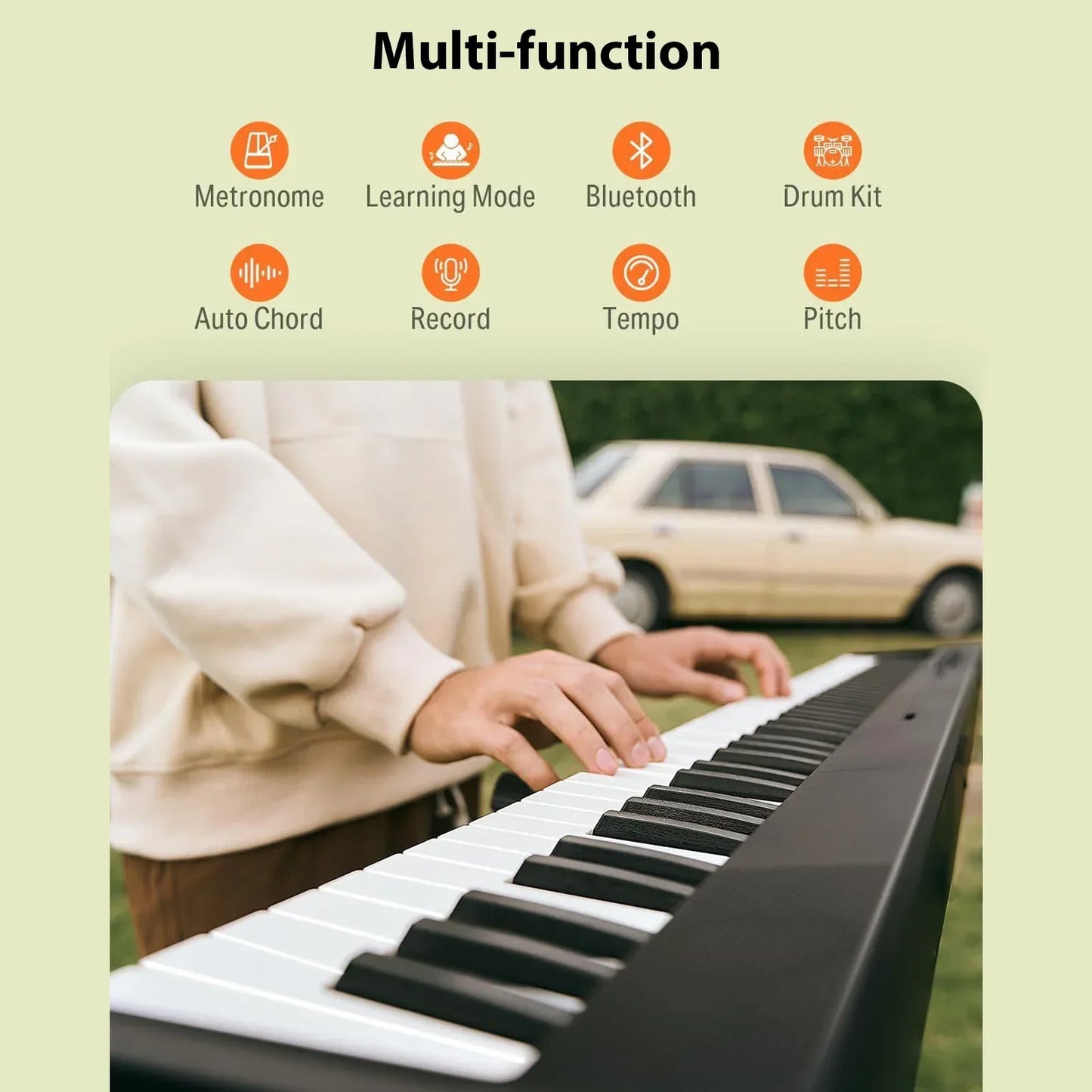 Black and white foldable electronic piano with 88 keys electric keyboard midi included with stand piano bag and accessories