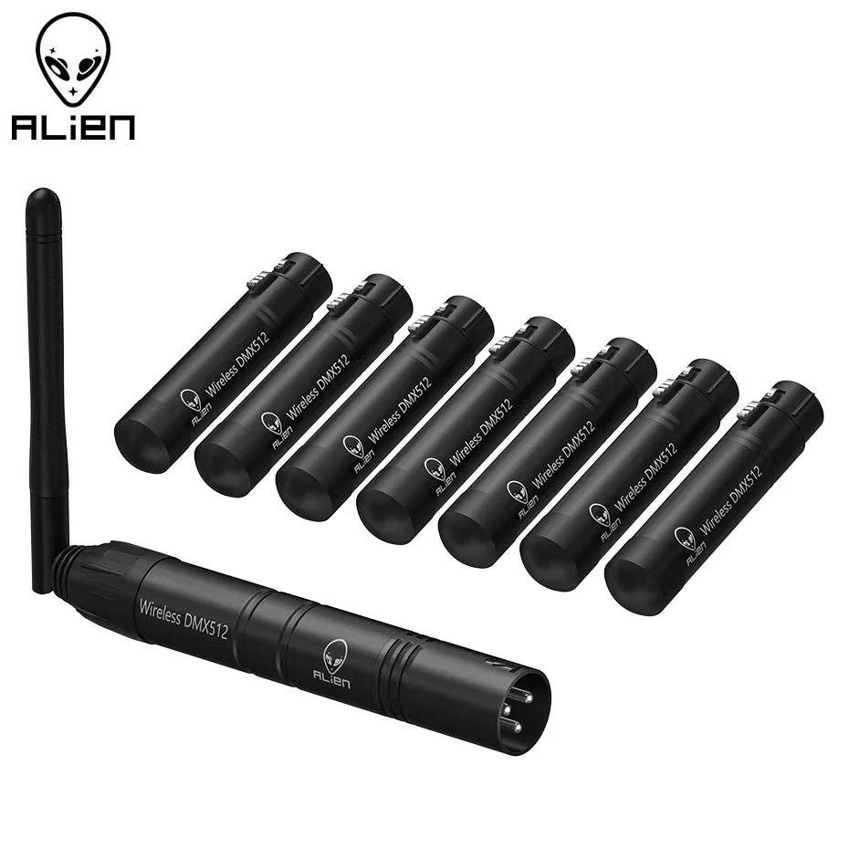 Black alien wireless dmx512 transmitter and receiver units with antenna for disco dj party moving head laser lighting