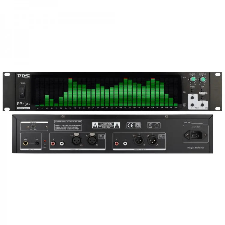Black bds pp-131p audio spectrum analyzer with green led indicator vu meter and multiple input output ports