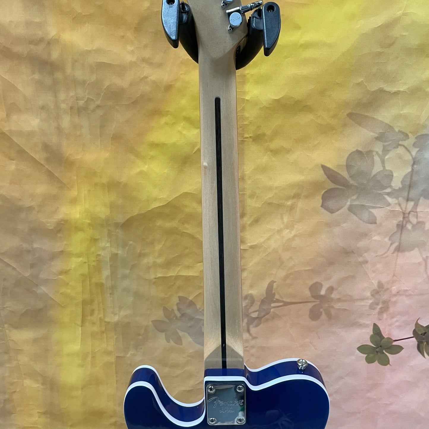Blue tl electric guitar body with rosewood fingerboard natural wood neck white binding and chrome ss parts