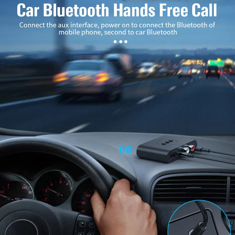 Black bluetooth 5.2 audio receiver with usb and 3.5mm aux ports music wireless adapter kit speaker amplifier for car