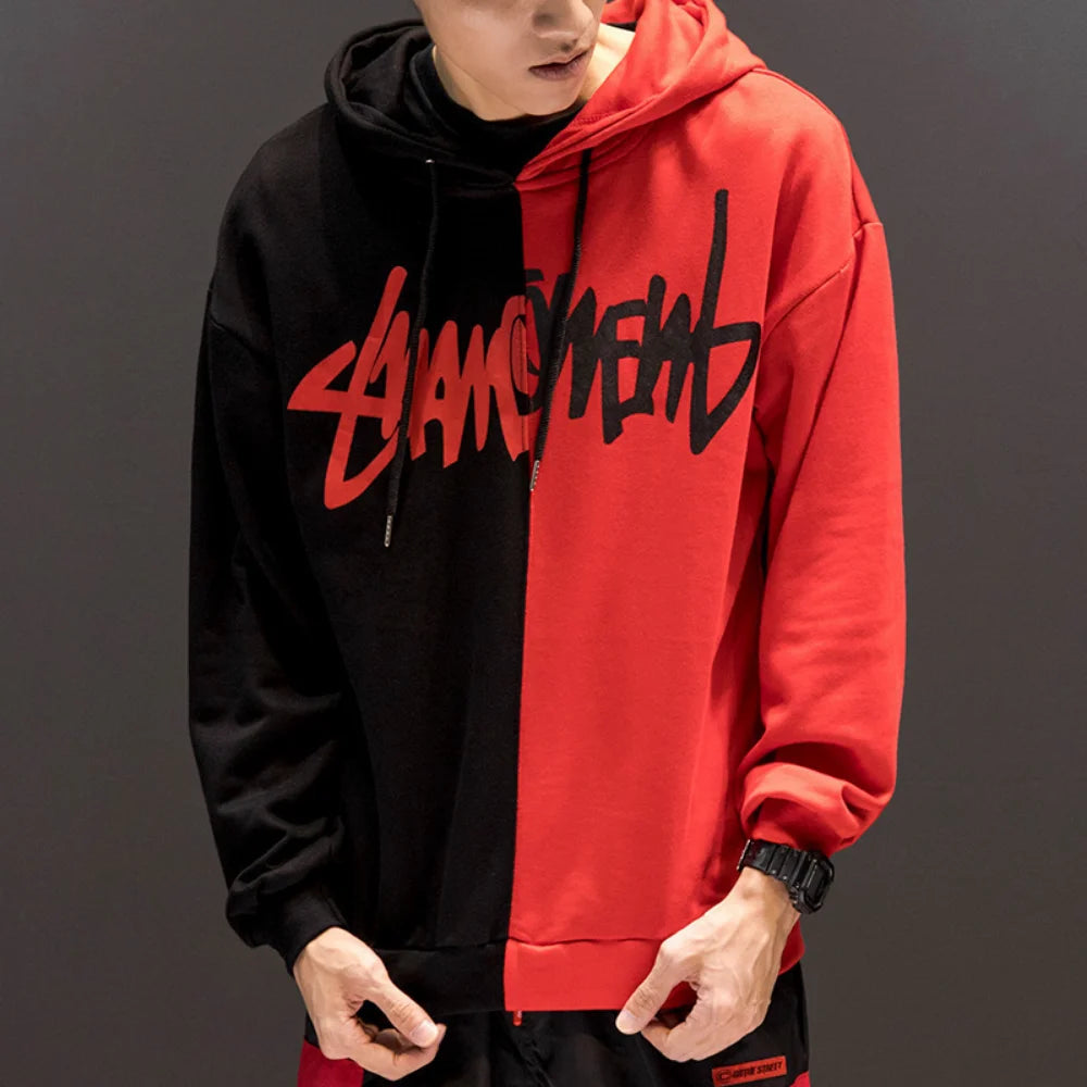 Harajuku Sweatshirt Men Fashion Clothing Streetwear Hip Hop Patchwork Sweatshirts Casual Clothes For Men 2023 Brand New y2k tops