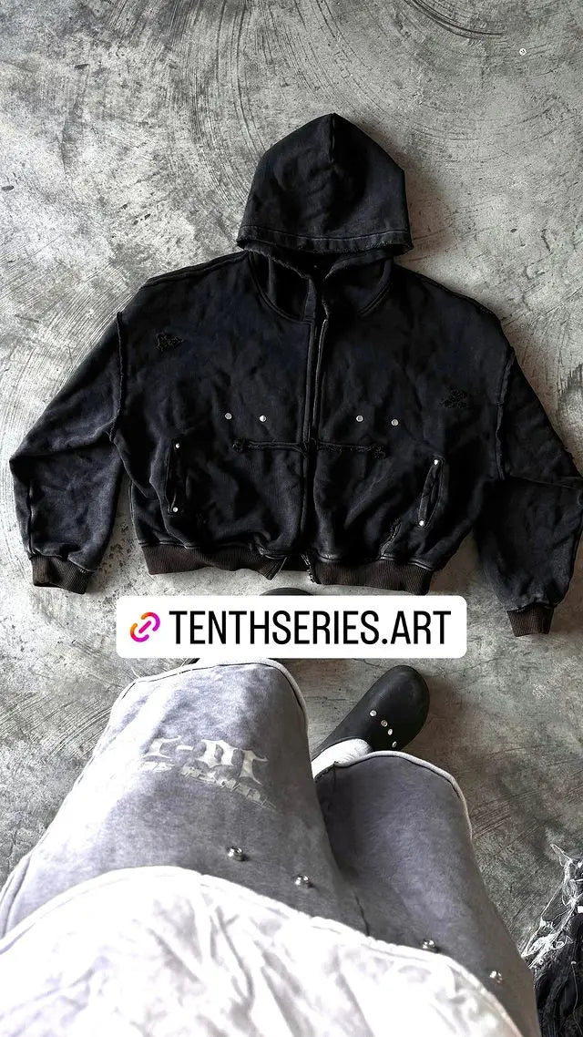 Vintage Washed Zip Hoodie Y2K Clothes Men Women Rock Hip Hop Letter Graphic Print Oversized Hoodie Sweatshirt Casual Zip Jacket