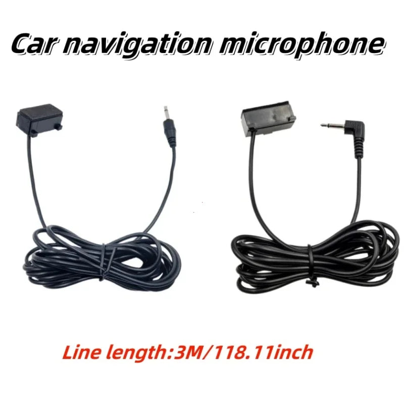 Black car audio clip external mini mic with jack plug wired coiled cable for aftermarket android multimedia use