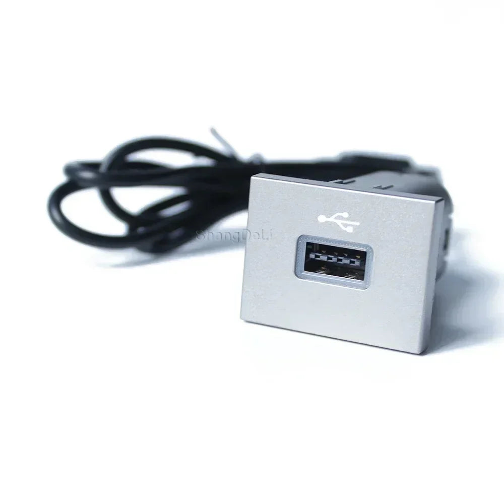Silver rectangular car black silver usb input adapter audio with flash socket interface for ford focus 2 mk2 2009-2011