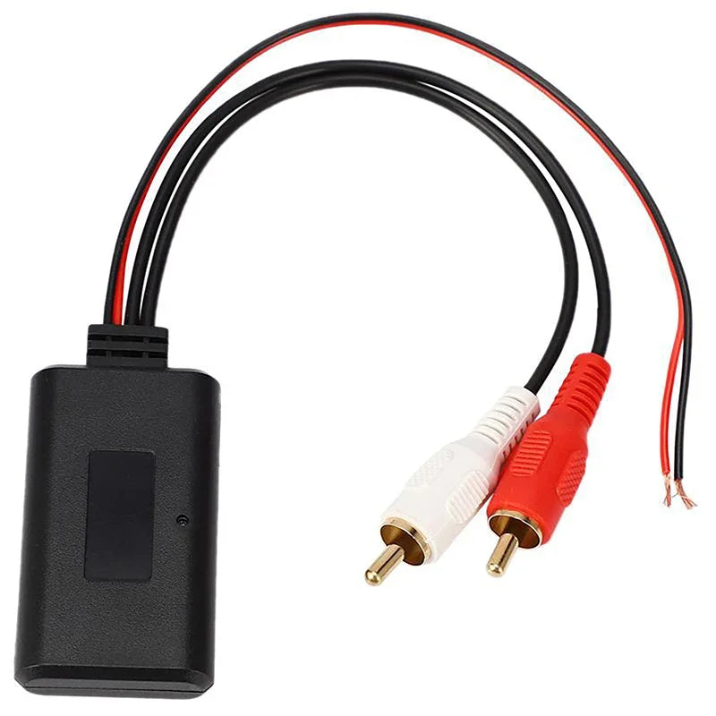 Black rectangular car universal wireless module music adapter with red and white rca cable stereo 2rca connectors