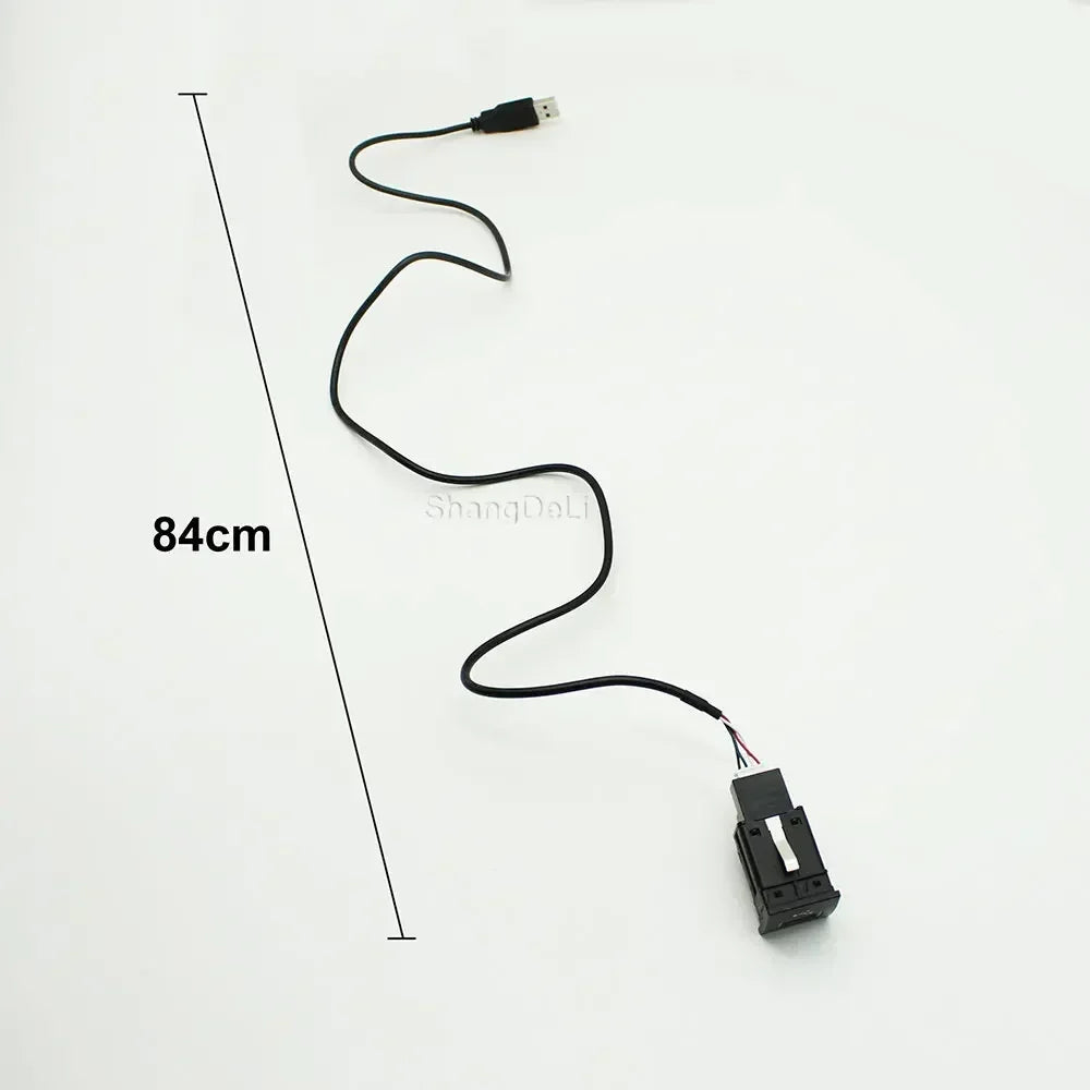Black car usb input adapter cable with flash socket interface for jetta mk5 caddy 84cm length