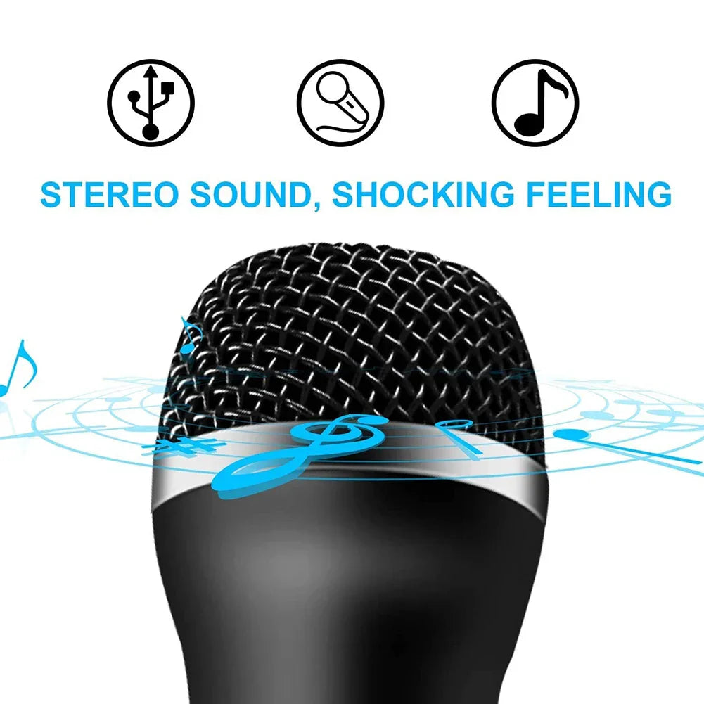 Black wired microphone karaoke with textured mesh grille designed for chatting gaming podcast on Switch Wii and PC