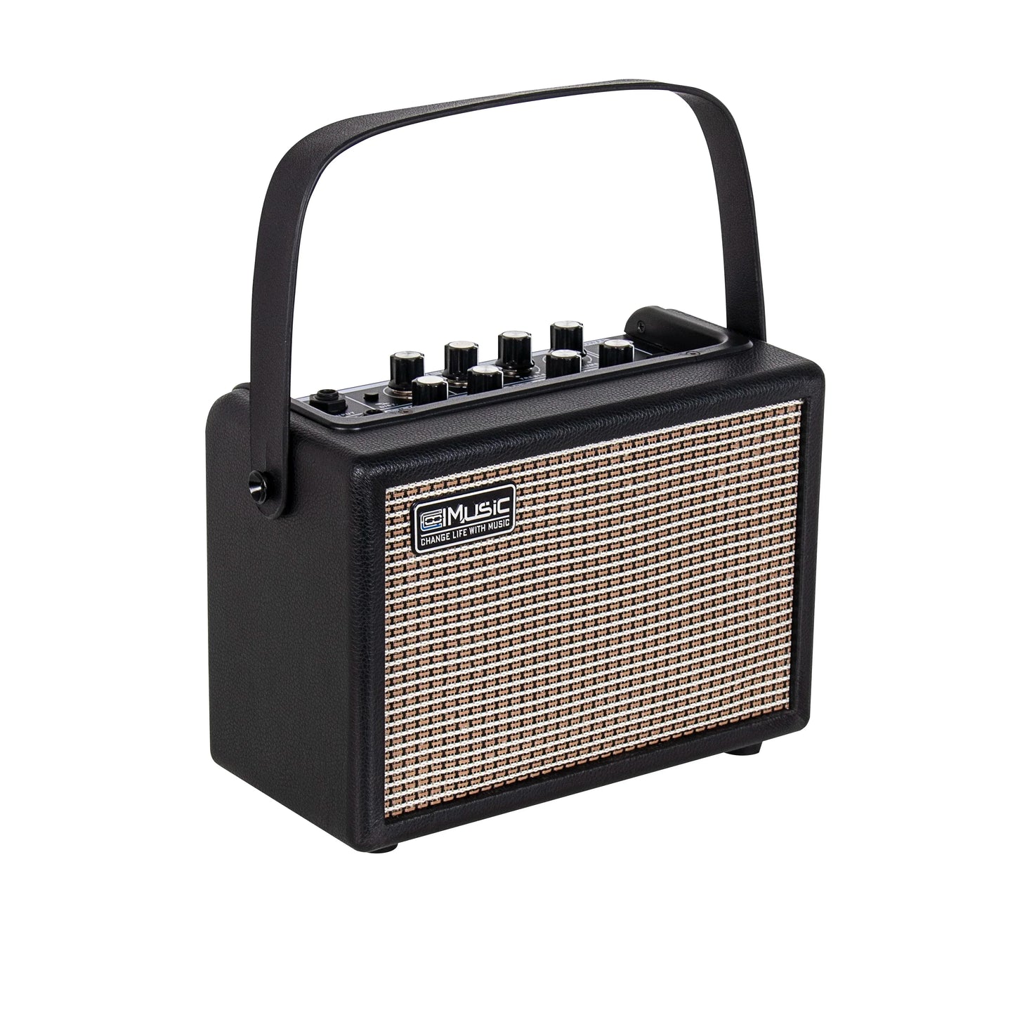 Black coolmusic unique-15g 15w electric guitar amplifier with textured grille and carrying handle for 15w musical instruments