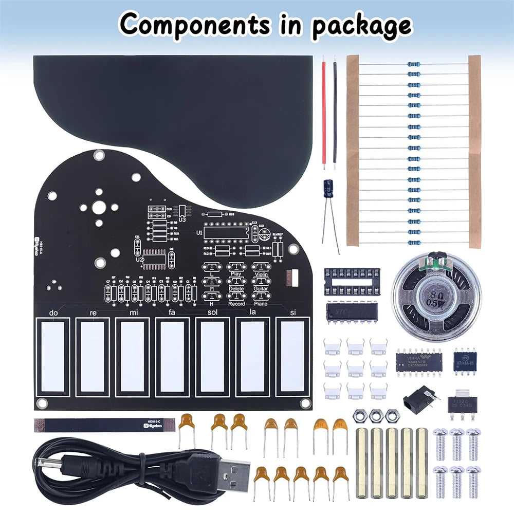 DIY Soldering Practice Kit 7 Keys Mini Piano Violin Guitar Soldering Project with 3 Tones Electronic Musical Instrument