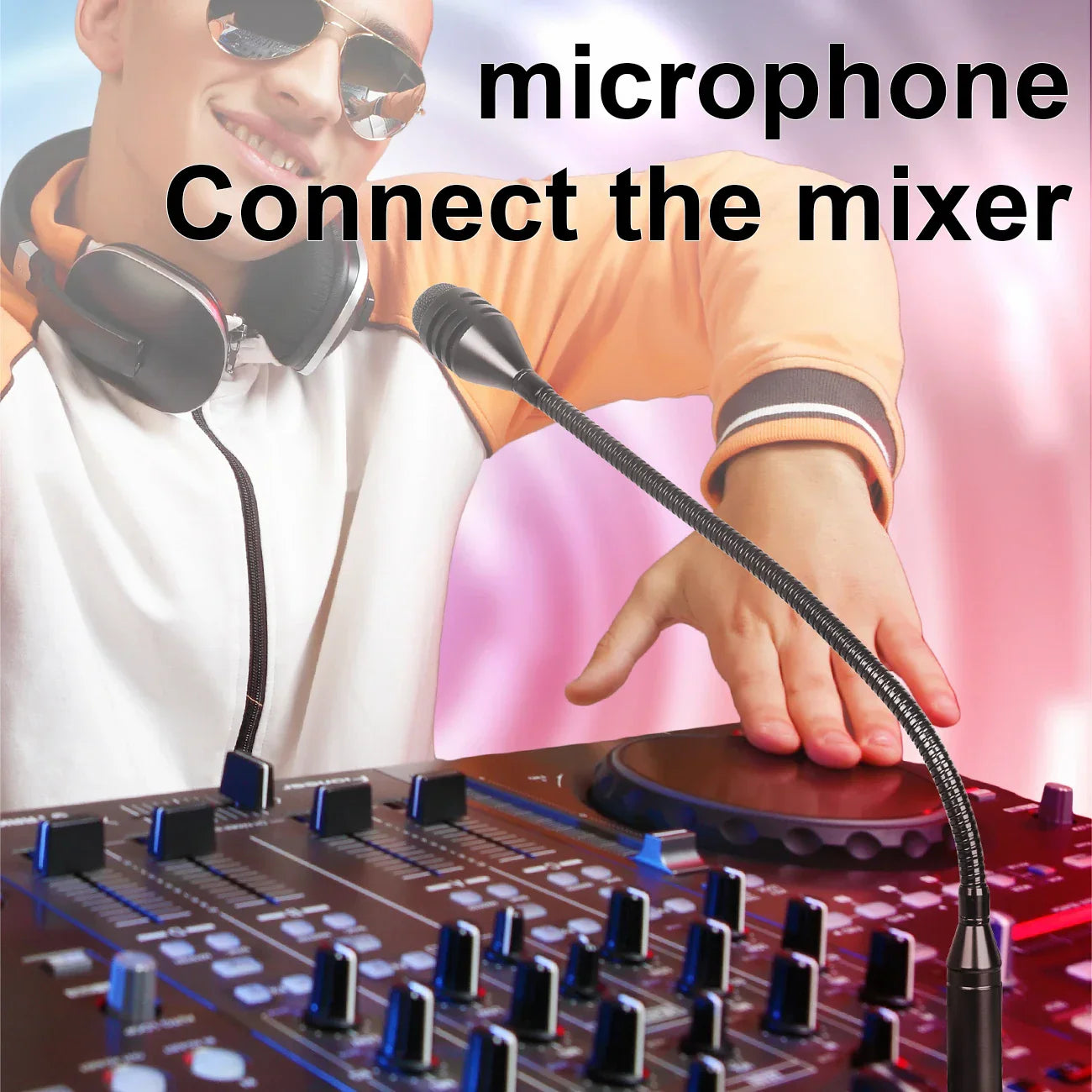 Black depusheng professional dynamic shouting microphone ktv with matte finish and flexible gooseneck arm for ktv bar
