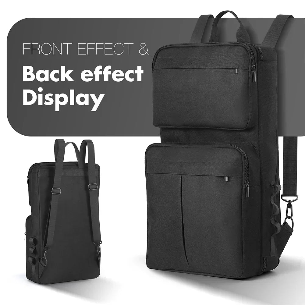 Black multifunctional dj backpack with multiple zippered compartments and adjustable shoulder straps for pioneer ddj-400 and roland dj-202 mixer case carrying
