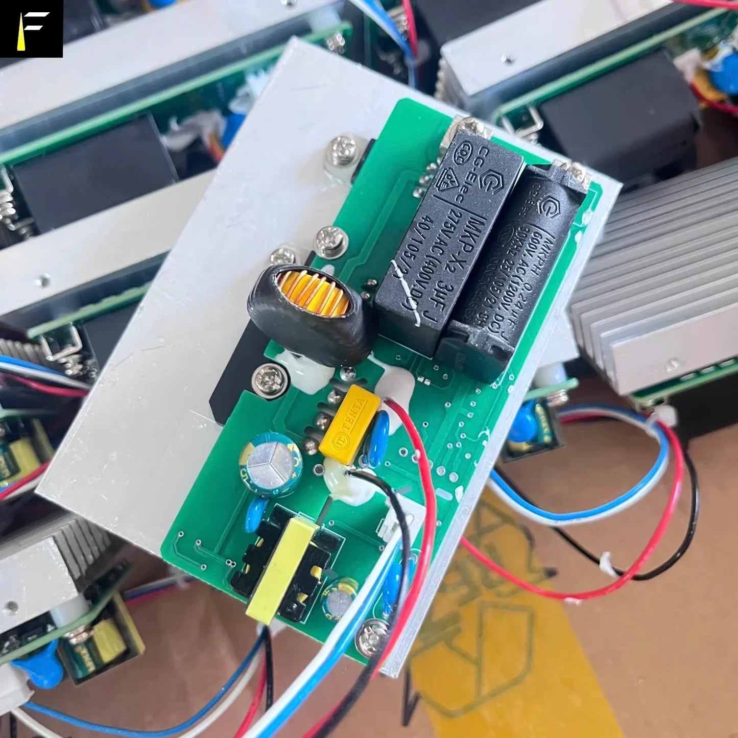 Green circuit board with black and yellow electronic components for club dmx512 cold spark device fountain parts heat coil heater