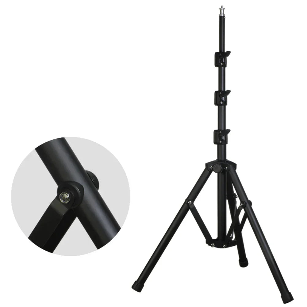 Black metal floor projector stand with adjustable telescopic rod standing and extendable legs, projector stand 55cm