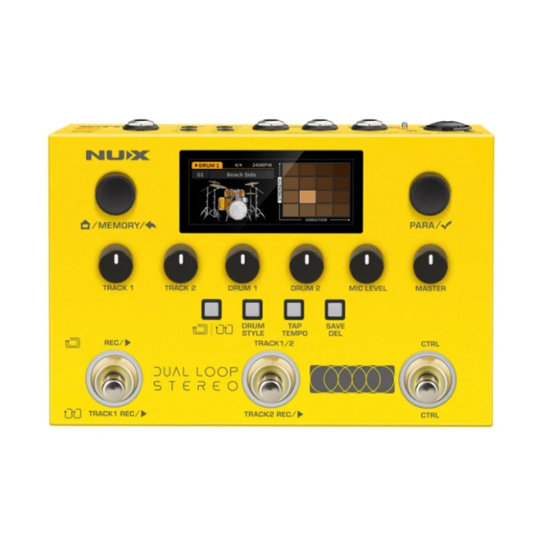 Pedal Dual-Track looper & Dual Drum Kit with High-definition Color LCD display for Guitarists and Singer-songwriters