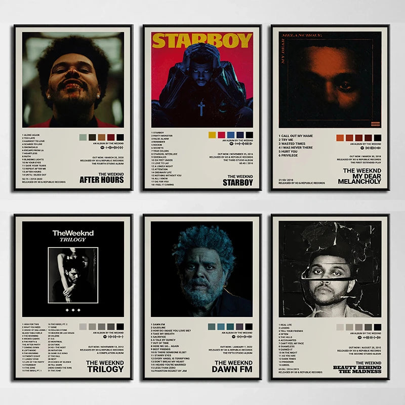 Music Album Star The Weeknd Hip Hop Posters Prints Canvas Painting Singer Wall Art Picture for Living Room Home Decoration Gift