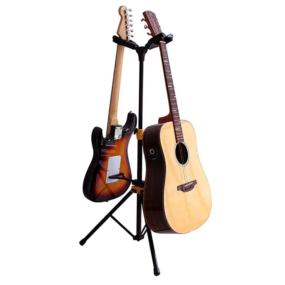 Black metal guitar stand dual holding two guitars for display 2pcs guitar bass violin ukulele mandolin accessories