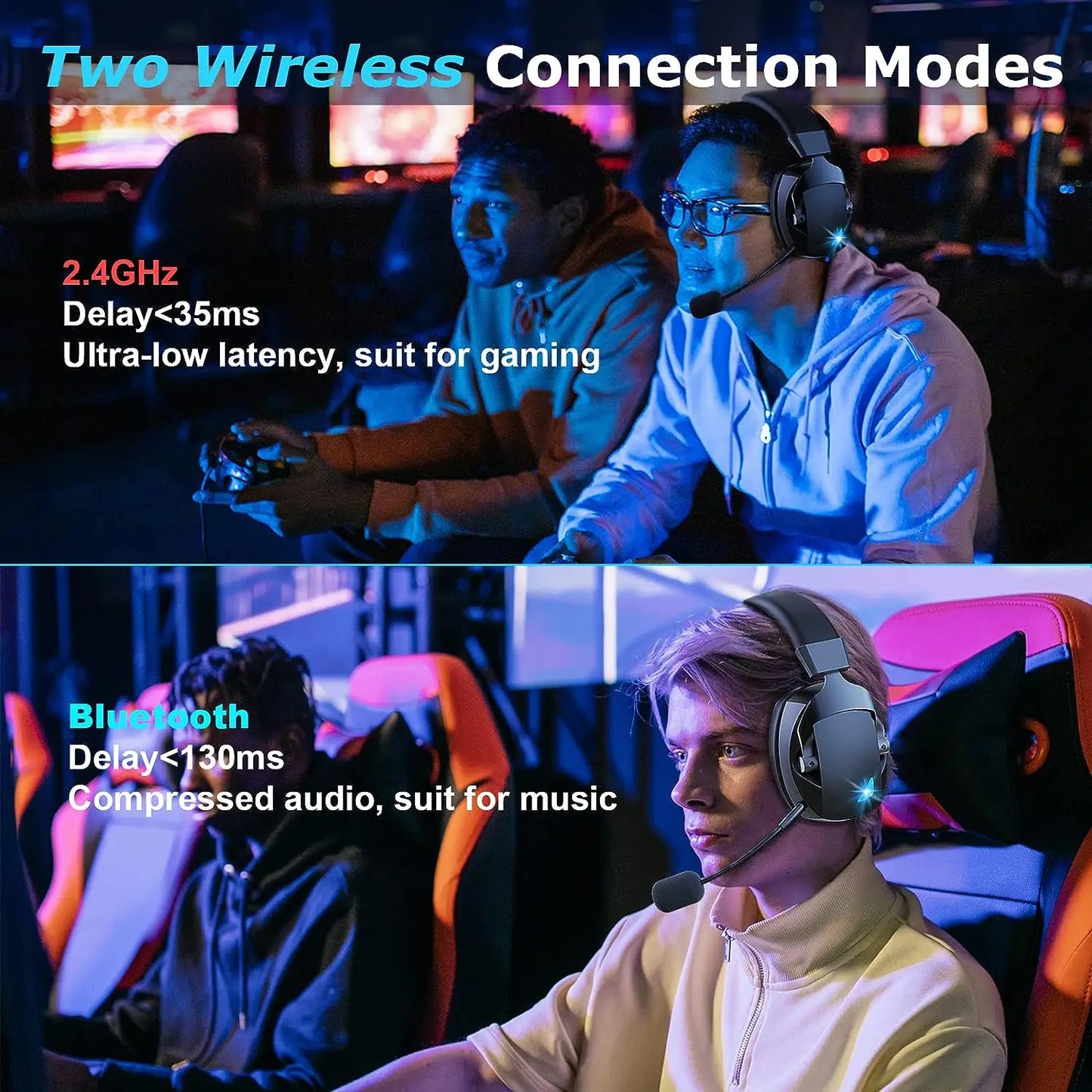 Black and silver gaming headset with detachable noise cancelling microphone and stereo surround for multi-device use