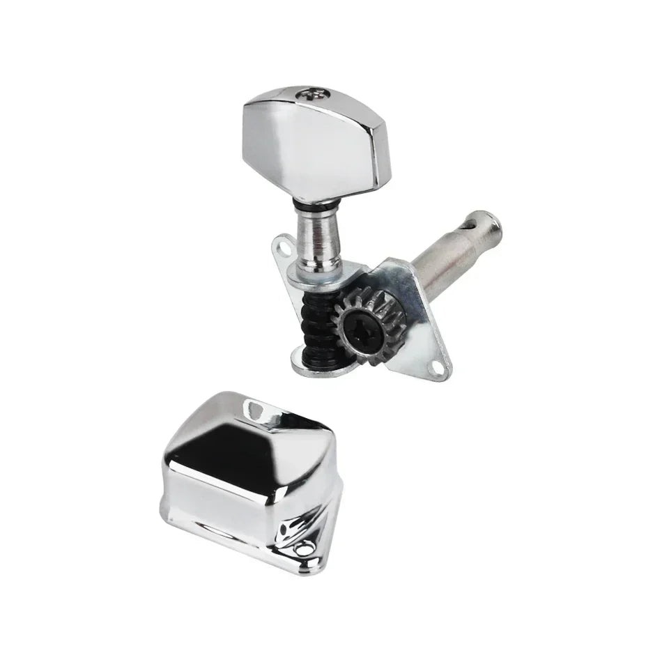 Chrome finished gearlly 6pcs semi-closed string tuning pegs with matching covers for electric or acoustic guitar