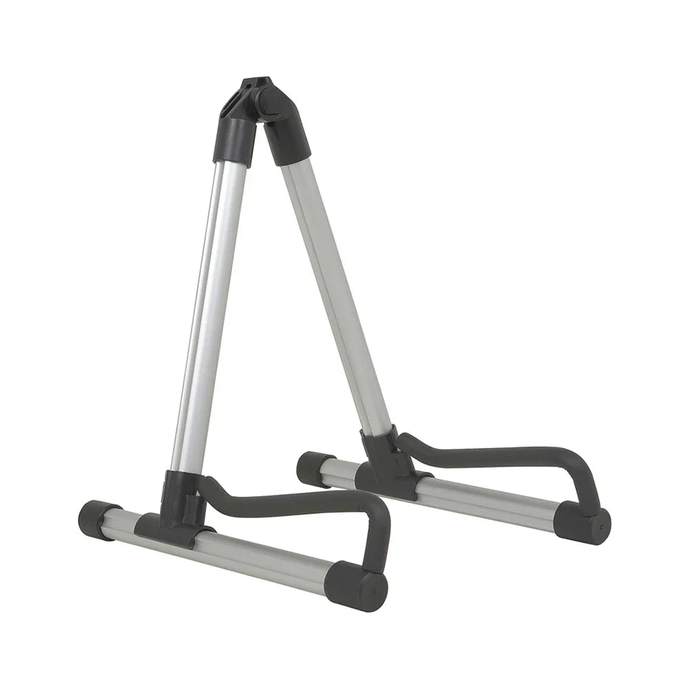 Silver and black foldable aluminum guitar stand with rubberized grips professional floor stand bracket guitar parts