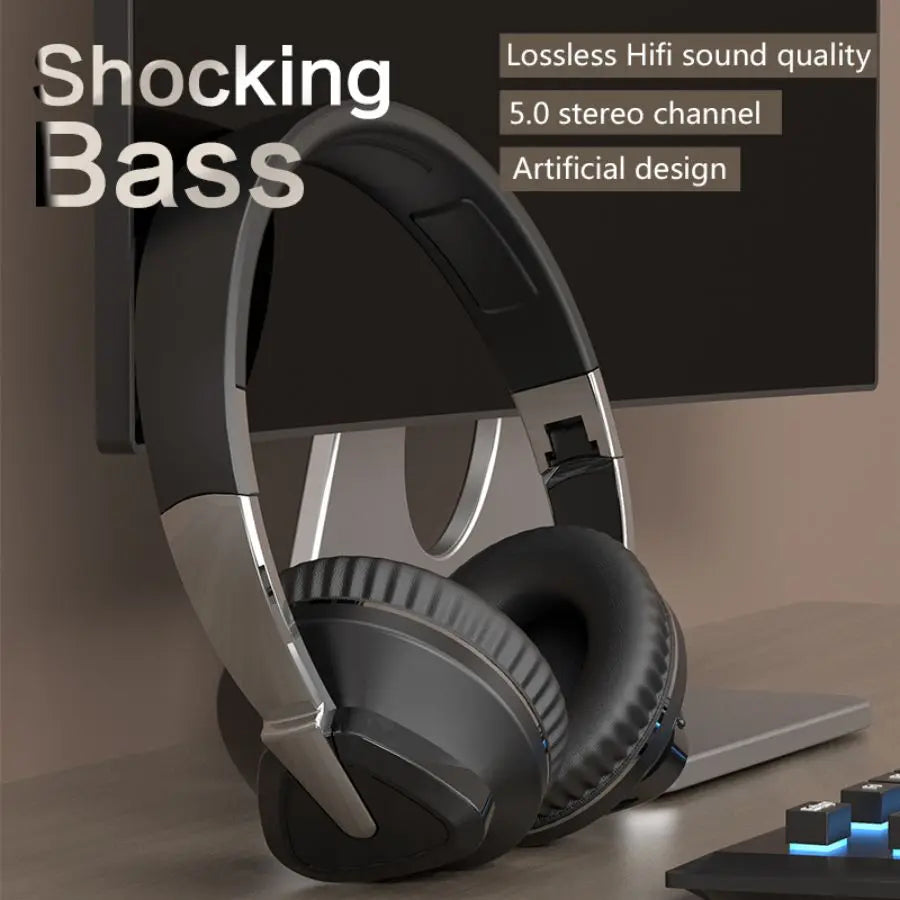 Black and silver h3 wireless wired headphone with usb adapter rx&tx gaming headset and hi-fi bass for phone pc tv