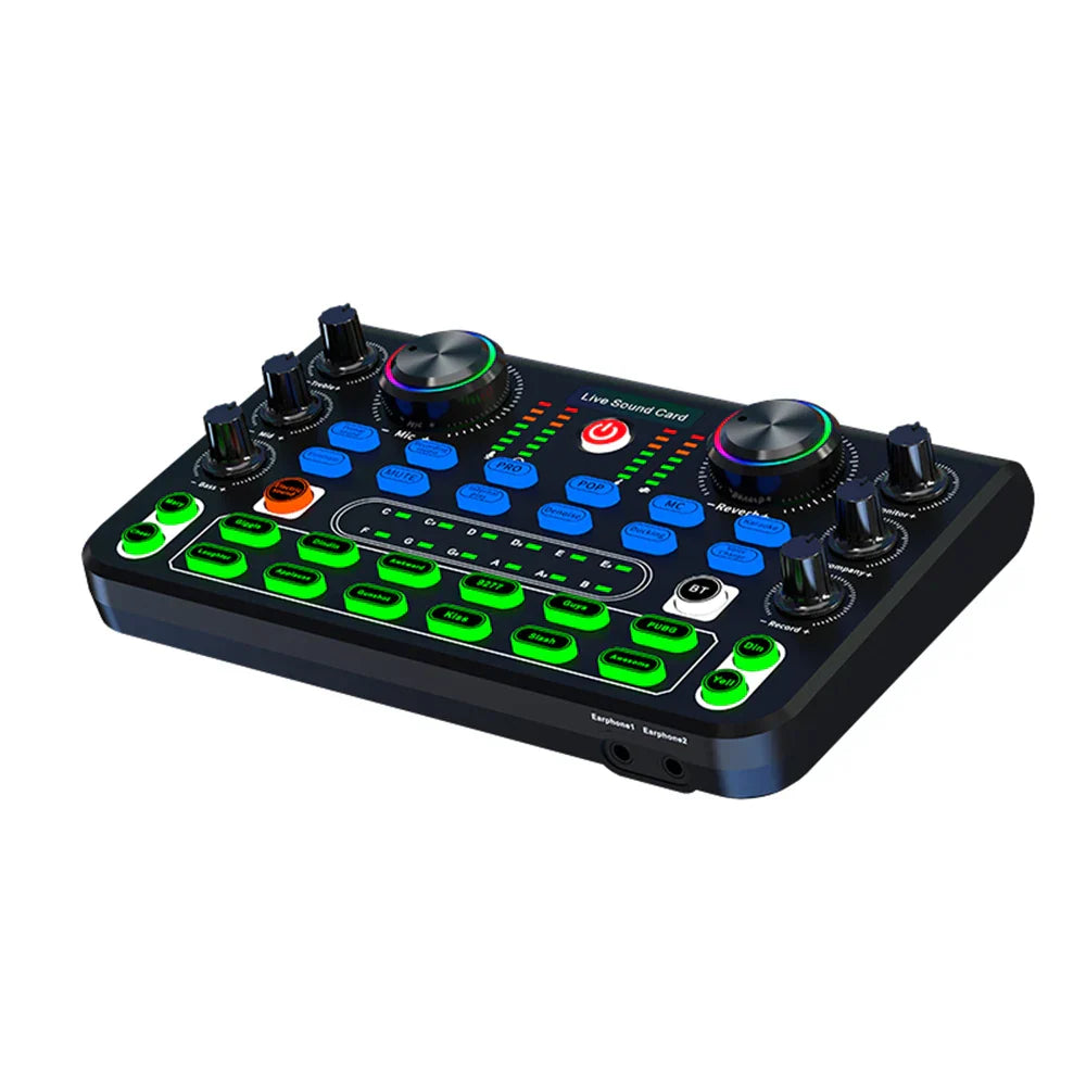 Black x60 sound card with illuminated rgb knobs and buttons for professional sound cards karaoke broadcast ktv use