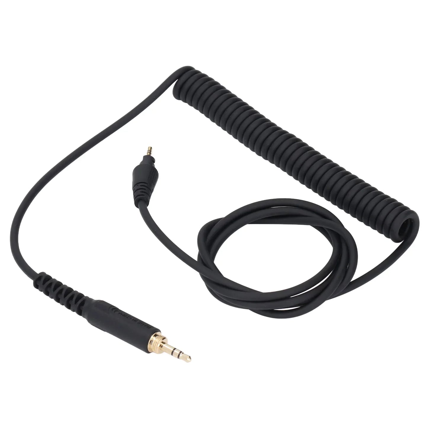 Black coiled headphone sound cable with gold-plated 3.5mm connectors and 6.3mm adapter for pioneer dj hdj cue1bt