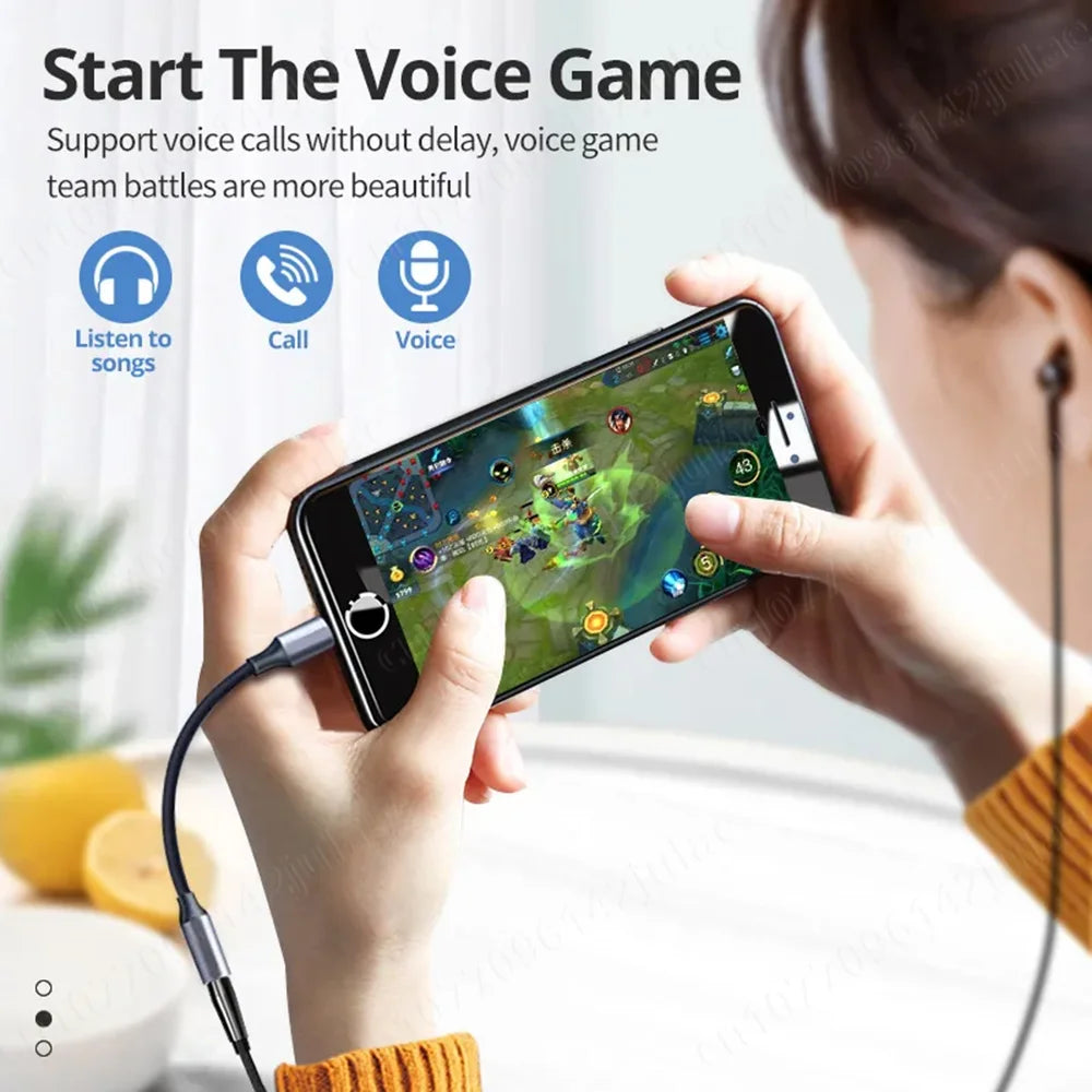 Black and silver hiFi USB type C to 3.5mm jack earphone adapter cable with metallic design for iPhone 15 series Samsung Galaxy Huawei Xiaomi