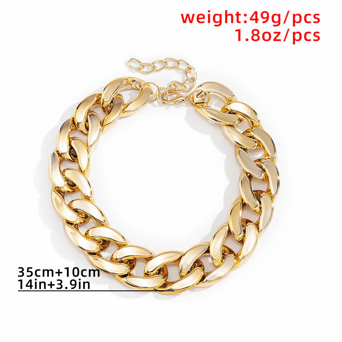 Gold-colored quality exaggerated acrylic thick ccb link choker necklace with bold statement hip hop chunky design