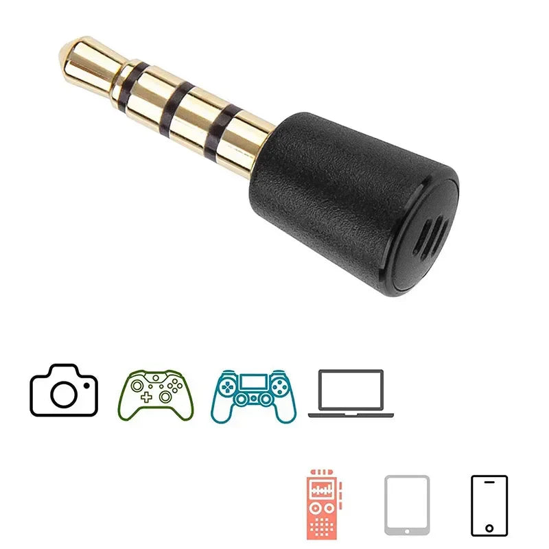 Gold-plated 3.5mm audio metal plug with black rubber grip for portable recording gamepad live broadcast microphone ps4 laptop mobile