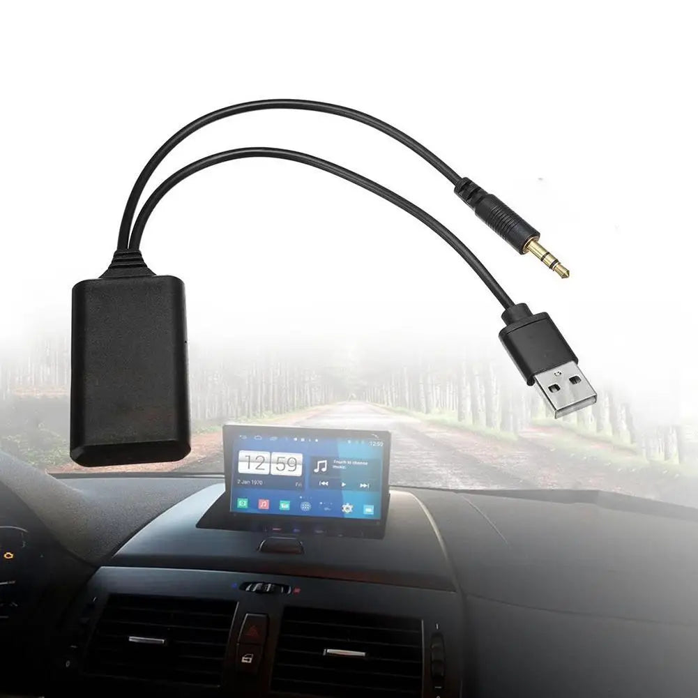 Black car audio adapter with usb connector and 35mm jack wireless radio adapter for universal bluetooth module use